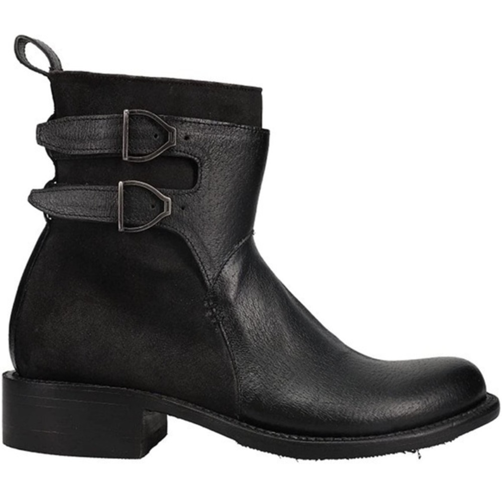 Lucchese Tulsa Boarskin round toe Moto black booties